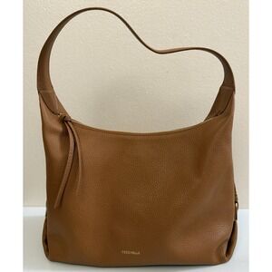 Coccinelle pebbled‎ leather shoulder bag camel color